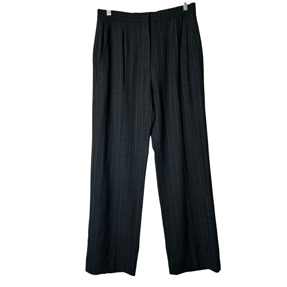 Max Mara Pants Wool Trousers Size 10 Gray Beige‎ Pinstripes Designer Career